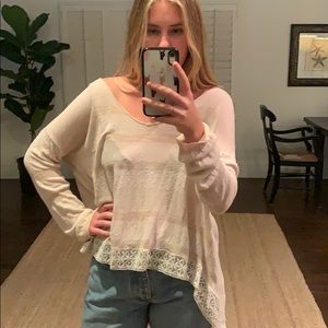 Free People Flowy Long Sleeve Shirt with Lace